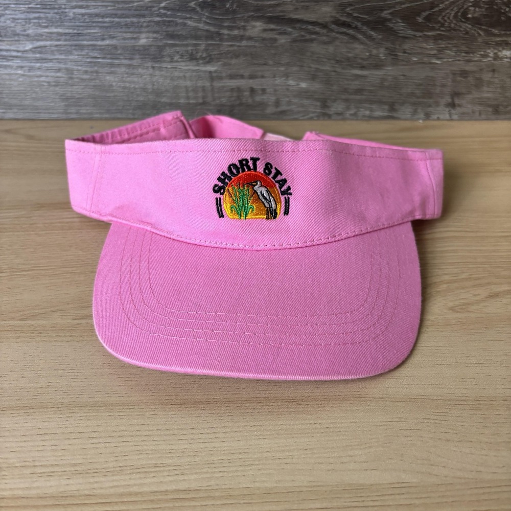 Short Stay Hat Cap Strap Back Pink Embroidered Sun Heron Golf Mens Outdoor Visor